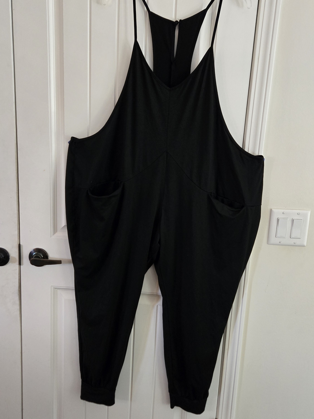 Black Slouchy Harem Jumpsuit Overalls with Pockets Cargo Jogger XL